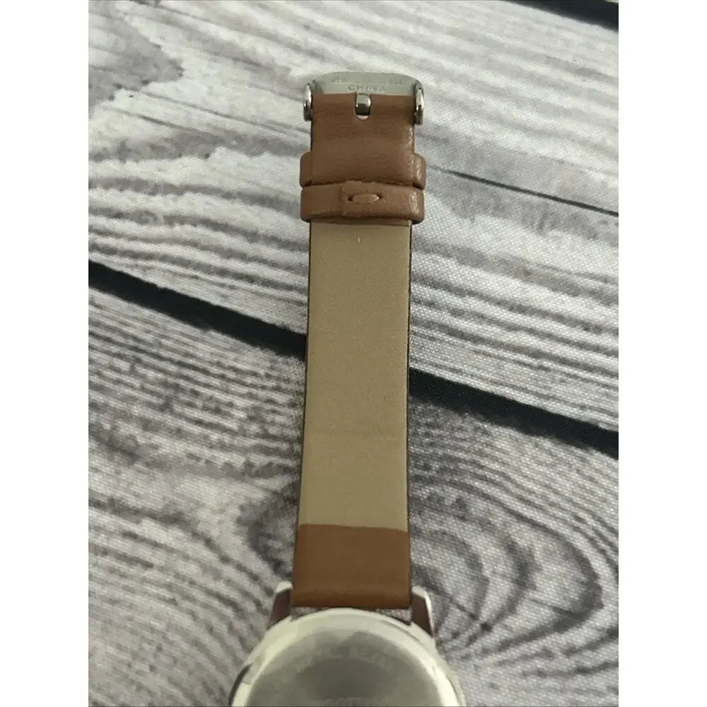 Silver Tone White Dial Brown Band Women’s Quartz Watch